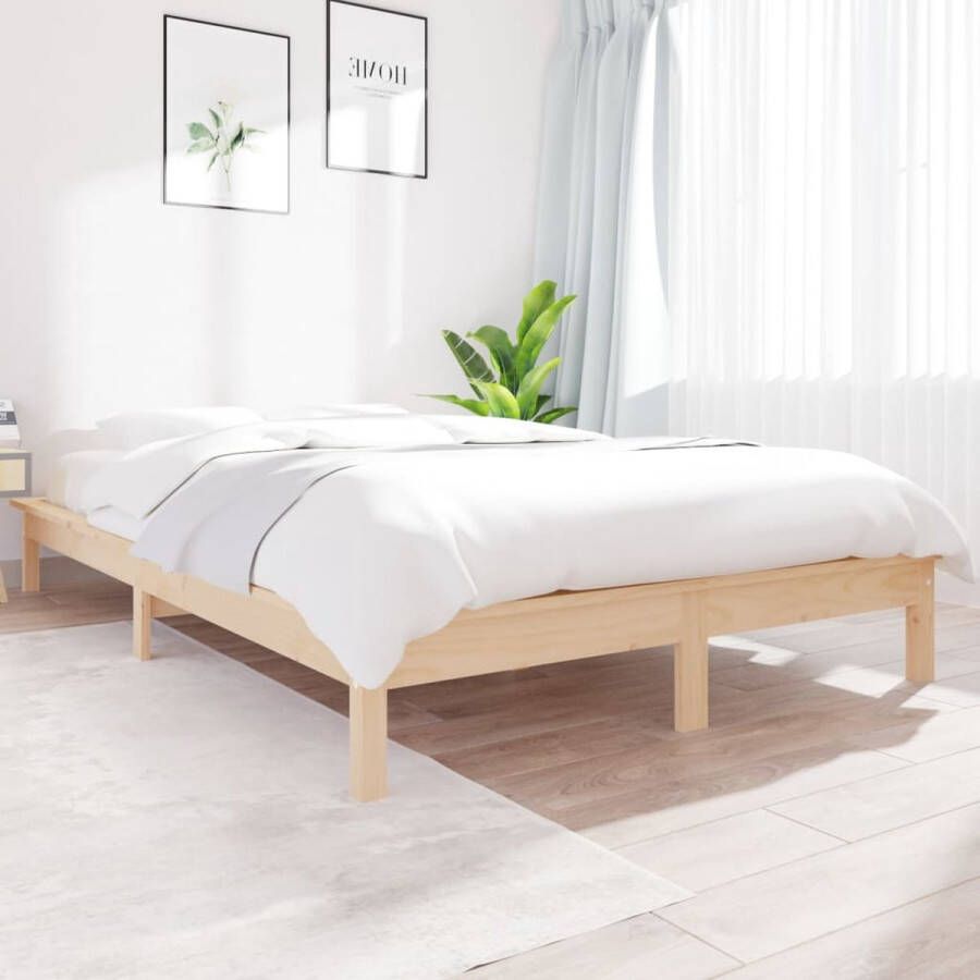 The Living Store Bed Grenenhout Klassiek houten bedframe 120x200cm Rustieke uitstraling