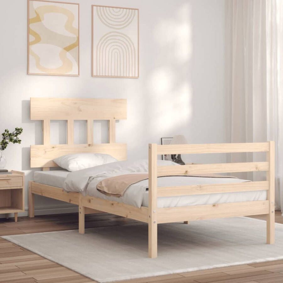 The Living Store Bedframe met hoofdbord massief hout 100x200 cm Bedframe Bedframes Bed Eenpersoonsbed Slaapkamermeubel Houten Bedframe Houten Bed Bedbodem Massief Houten Bedframe Ledikant Bedframe Met Hoofdeinde