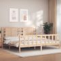 The Living Store Bedframe met hoofdbord massief hout 200x200 cm Bedframe Bedframes Bed Tweepersoonsbed Slaapkamermeubel Houten Bedframe Houten Bed Bedbodem Massief Houten Bedframe Ledikant Bedframe Met Hoofdeinde - Thumbnail 3