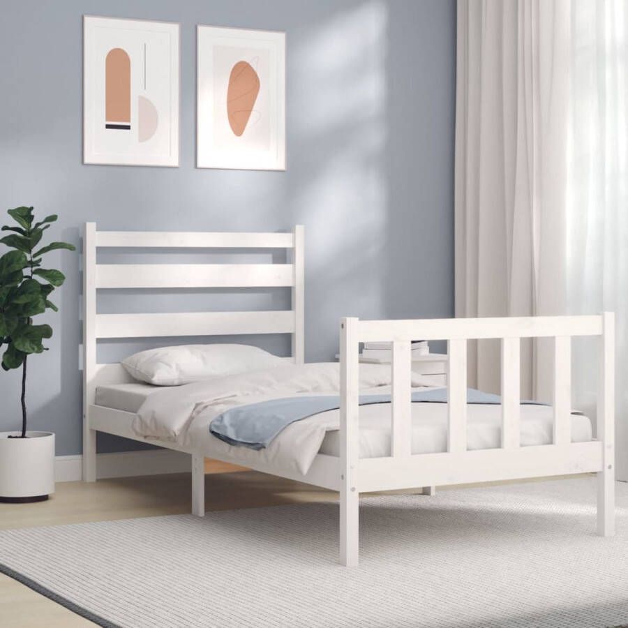 The Living Store Bedframe zonder matras massief grenenhout wit 140x200 cm Massief Grenenhouten Bed Wit Bed Frame Bed Kopen Slaapcomfort Houten Bed