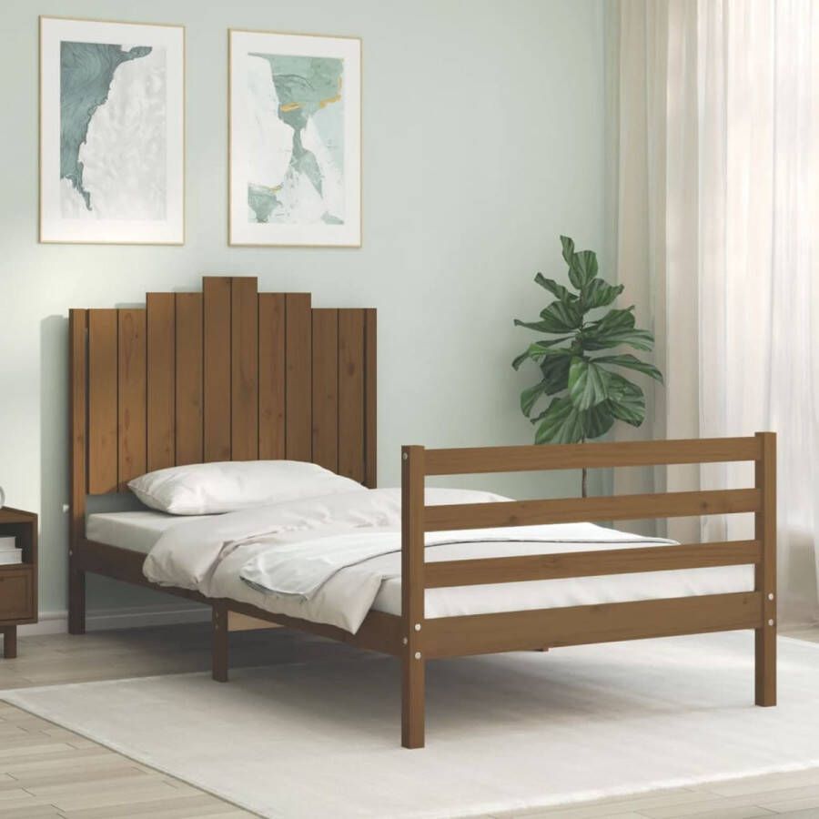 The Living Store Bed Grenenhout Massief grenen 205.5 x 105.5 x 110 cm Honingbruin