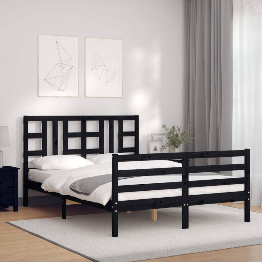 The Living Store Bed Grenenhout Multiplex 195.5 x 145.5 x 100 cm Zwart