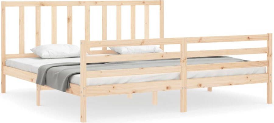 The Living Store Bedframe met hoofdbord massief hout 6FT Super King Bedframe Bedframes Bed Tweepersoonsbed Slaapkamermeubel Houten Bedframe Houten Bed Bedbodem Massief Houten Bedframe Ledikant Bedframe Met Hoofdeinde - Foto 6