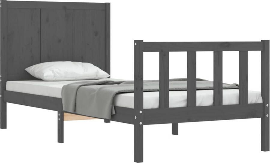 The Living Store Bed Grenenhouten Grijs 205.5 x 95.5 x 100 cm Multiplex lattenbodem