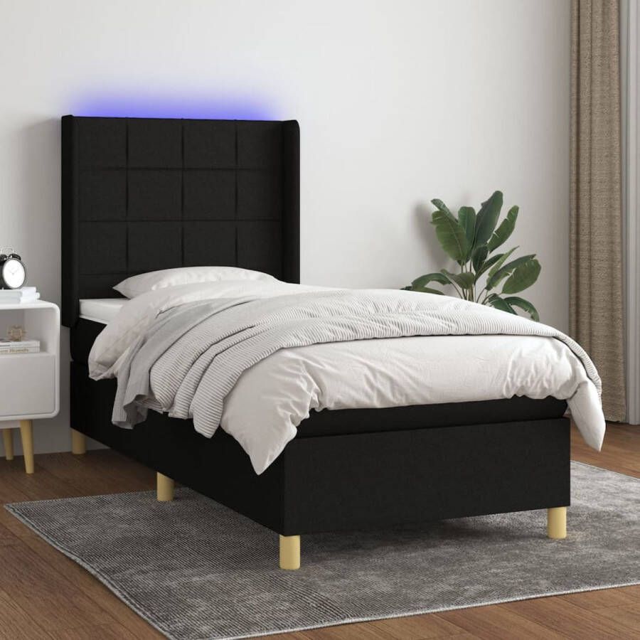 The Living Store Bed LED Boxspring 100x200 cm Zwart