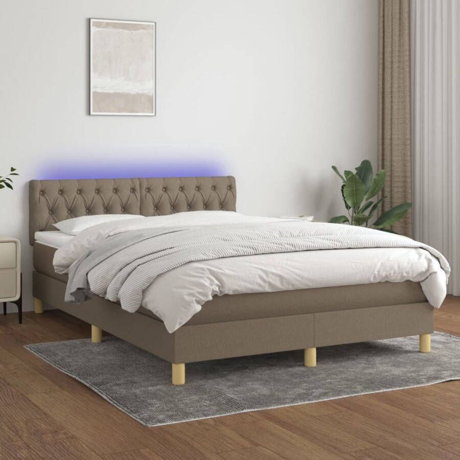The Living Store Bed LED Boxspring 193 x 144 x 78 88 cm Pocketvering matras Huidvriendelijk topmatras Kleurrijke LED-verlichting