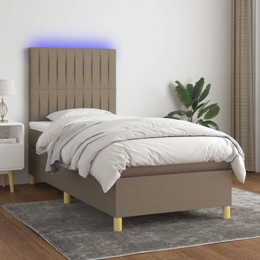 The Living Store Bed LED Boxspring met Pocketvering Matras 80x200 cm Kleur Taupe