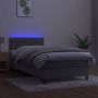 The Living Store Boxspring met matras en LED fluweel lichtgrijs 80x200 cm Bed - Thumbnail 1