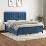 The Living Store Bed Luxe Boxspring met LED 160x200 cm Donkerblauw fluweel - Thumbnail 1