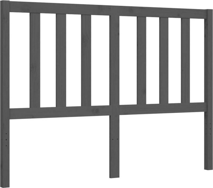 The Living Store Bedframe met hoofdbord massief hout grijs 140x190 cm Bedframe Bedframes Bed Tweepersoonsbed Slaapkamermeubel Houten Bedframe Houten Bed Bedbodem Massief Houten Bedframe Ledikant Bedframe Met Hoofdeinde - Foto 7