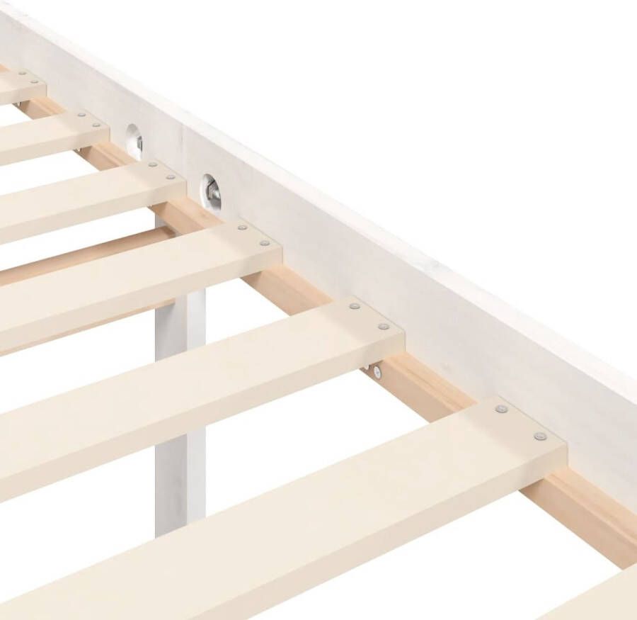 The Living Store Bedframe met hoofdbord massief hout wit 5 FT King Bedframe Bedframes Bed Tweepersoonsbed Slaapkamermeubel Houten Bedframe Houten Bed Bedbodem Massief Houten Bedframe Ledikant Bedframe Met Hoofdeinde