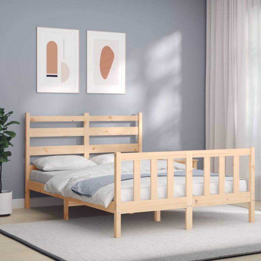 The Living Store Bedframe met hoofdbord massief hout 140x200 cm Bedframe Bedframes Bed Tweepersoonsbed Slaapkamermeubel Houten Bedframe Houten Bed Bedbodem Massief Houten Bedframe Ledikant Bedframe Met Hoofdeinde - Foto 1