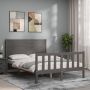 The Living Store Bedframe met hoofdbord massief hout grijs 140x190 cm Bedframe Bedframes Bed Tweepersoonsbed Slaapkamermeubel Houten Bedframe Houten Bed Bedbodem Massief Houten Bedframe Ledikant Bedframe Met Hoofdeinde - Thumbnail 3