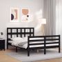 The Living Store Bed Massief Grenenhouten Bedframes 205.5 x 145.5 x 100cm Zwart - Thumbnail 1