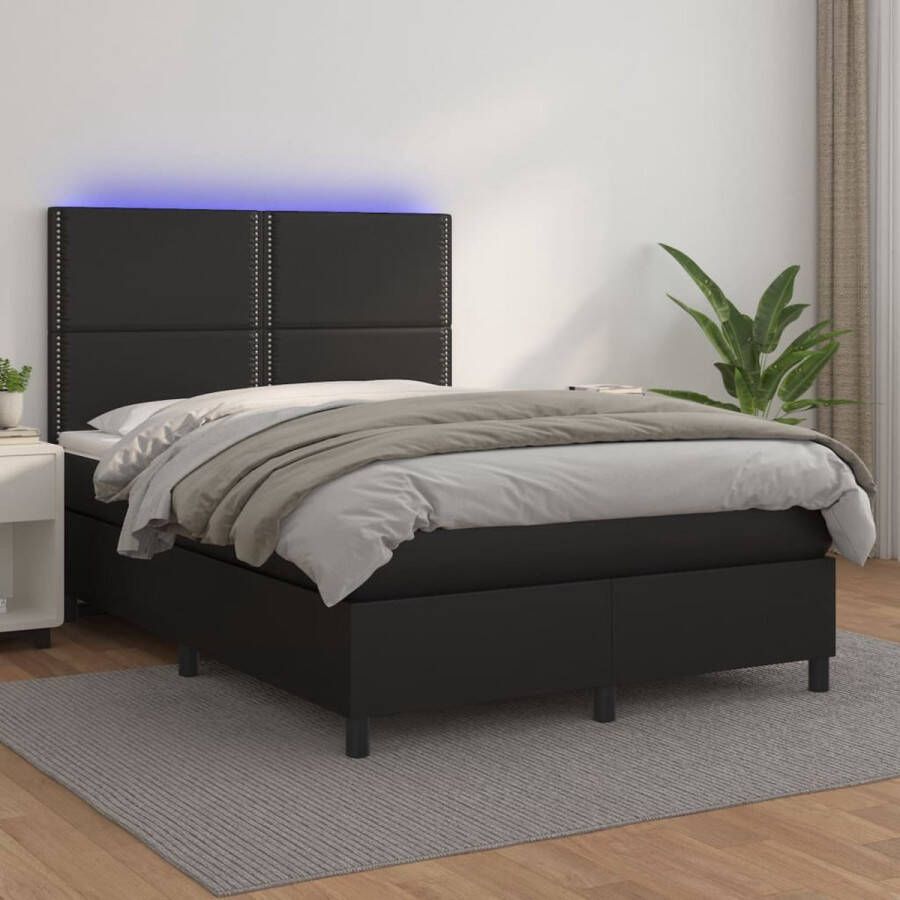 The Living Store Bed Matras LED Zwart 140x190 Kunstleer Duurzaamheid