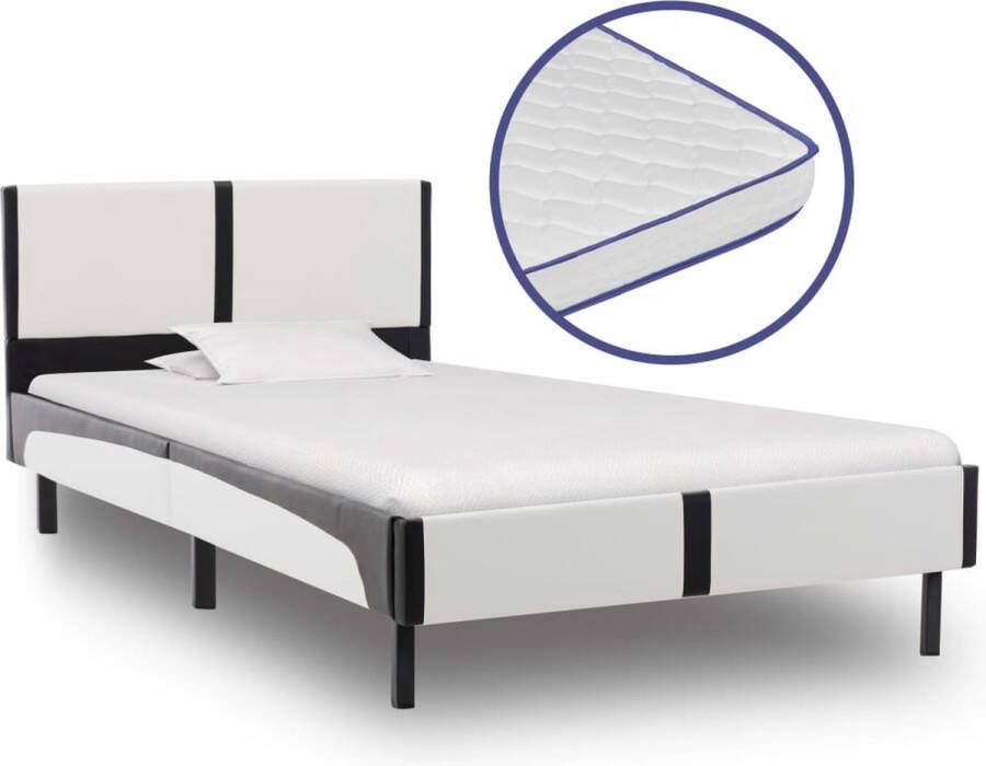The Living Store Bed met traagschuim matras kunstleer 90x200 cm Bed Bedden Eenpersoonsbed Eenpersoonsbedden Slaapmeubel Slaapmeubels Gestoffeerd Bed Gestoffeerde Bedden Bedframe Bedframes Bedframe Met Matras
