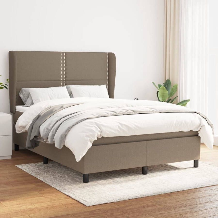 The Living Store Boxspring met matras stof taupe 140x200 cm Boxspringbed Bed Frame Slaapcomfort Tweepersoonsbed Modern Design