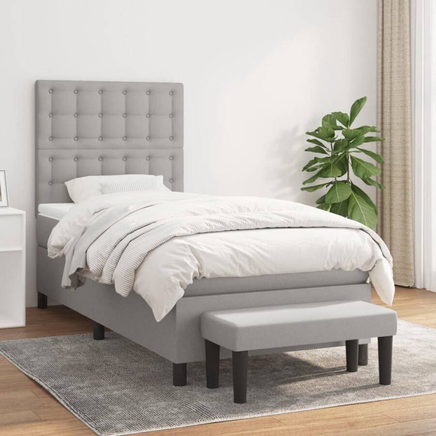 The Living Store Bed Rustgevende Nachtrust Boxspringbed 203x90x118 128 cm Duurzaam Materiaal Boxspringbed Slaapcomfort Nachtmeubel Hoofdboard Pocketveermatras