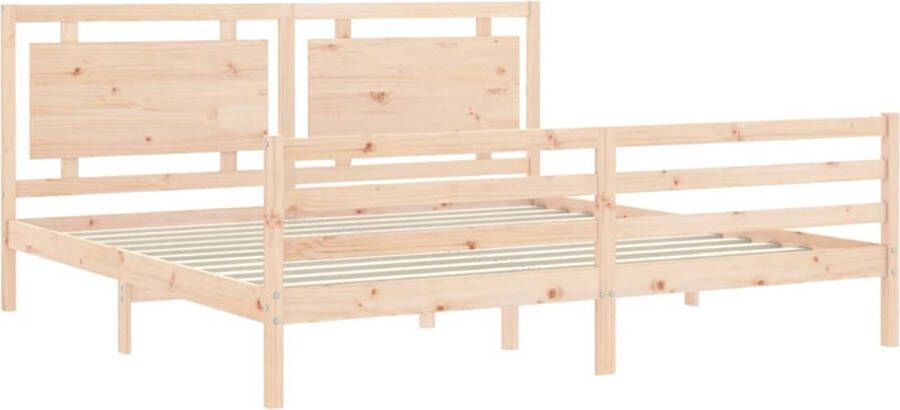 The Living Store Bedframe met hoofdbord massief hout 200x200 cm Bedframe Bedframes Bed Tweepersoonsbed Slaapkamermeubel Houten Bedframe Houten Bed Bedbodem Massief Houten Bedframe Ledikant Bedframe Met Hoofdeinde - Foto 6