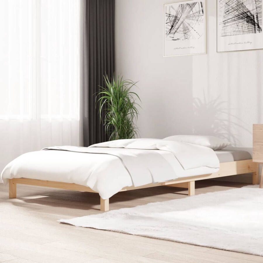 The Living Store Bed stapelbaar 75x190 cm massief grenenhout Stapelbaar Bed Stapelbare Bedden Slaapmeubel Bedframe Bed Bedbodem Eenpersoonsbed Stapelbed Massief Houten Bed Houten Bed Ledikant