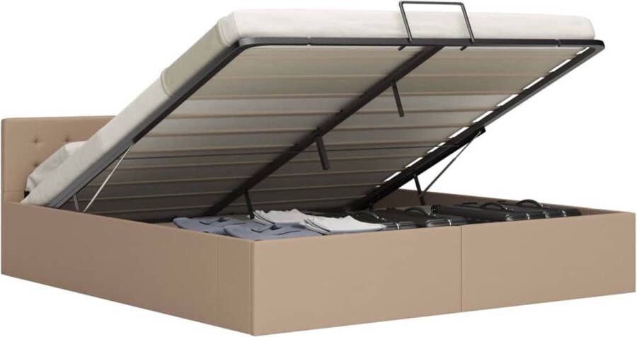 The Living Store Bedframe met opslag hydraulisch kunstleer cappuccino 180x200 cm Tweepersoons Bed Kunstleder Bed Met Opbergruimte Hydraulic Bed Boxspring Bed