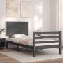 The Living Store Bedframe met hoofdbord massief hout grijs 90x200 cm Bedframe Bedframes Bed Eenpersoonsbed Slaapkamermeubel Houten Bedframe Houten Bed Bedbodem Massief Houten Bedframe Ledikant Bedframe Met Hoofdeinde - Thumbnail 2