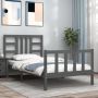 The Living Store Bedframe met hoofdbord massief hout grijs 90x200 cm Bedframe Bedframes Bed Eenpersoonsbed Slaapkamermeubel Houten Bedframe Houten Bed Bedbodem Massief Houten Bedframe Ledikant Bedframe Met Hoofdeinde - Thumbnail 7