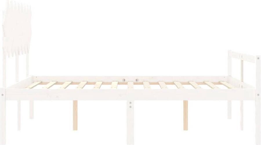 The Living Store Bedframe met hoofdbord massief hout wit 160x200 cm Bedframe Bedframes Bed Tweepersoonsbed Slaapkamermeubel Houten Bedframe Houten Bed Bedbodem Massief Houten Bedframe Ledikant Bedframe Met Hoofdeinde - Foto 2