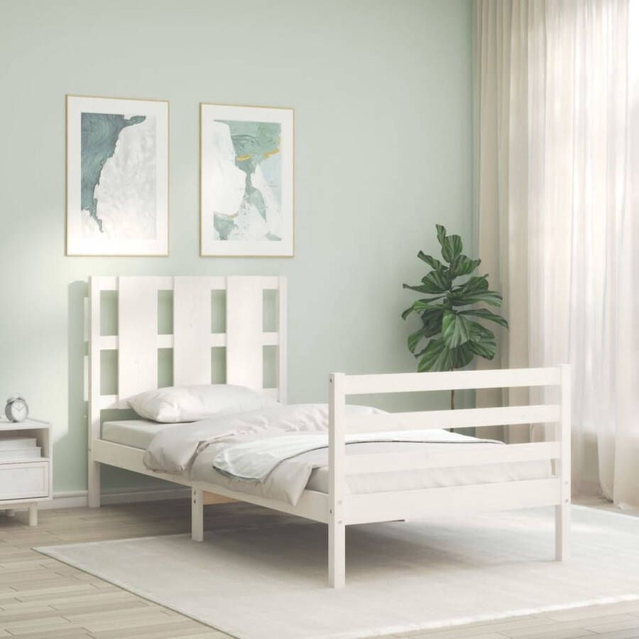 The Living Store Bed Vuren Wit 195.5 x 95.5 x 100 cm Multiplex Lattenbodem Witte Bed Frame Hout Bed Enkel Bed Kopen Grenenhout Bed