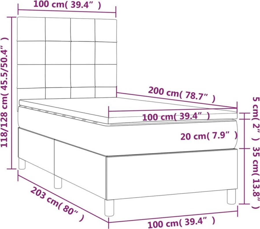 The Living Store Bed Zwart Fluweel 203x100x118 128 cm LED Strip inclusief Pocketvering Matras 100x200x20 cm Bedtopmatras 100x200x5 cm