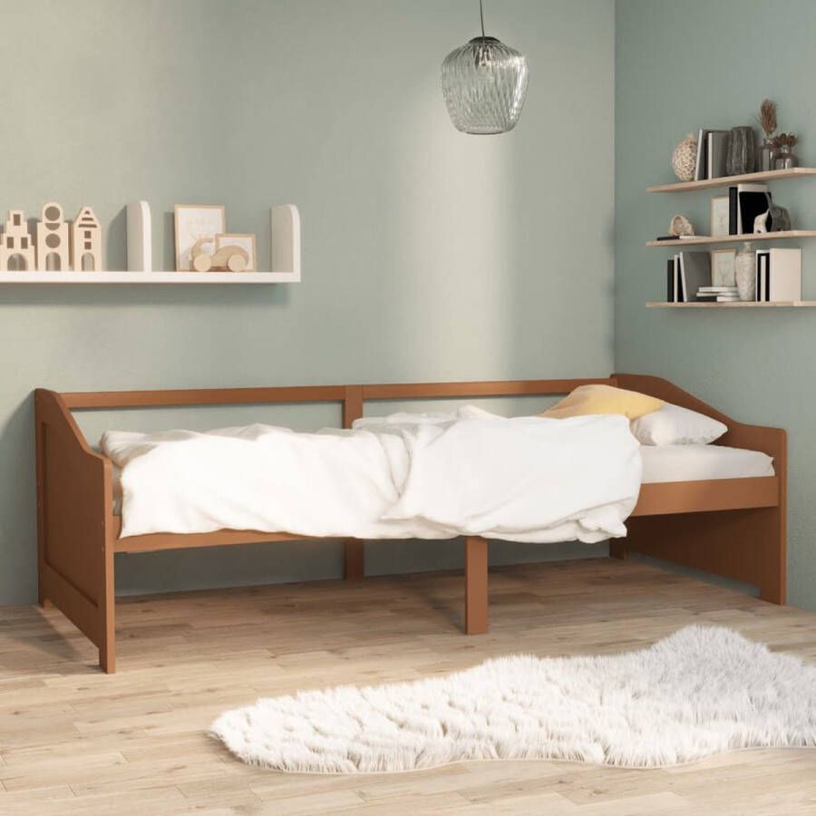 The Living Store Bedbank 3-zits massief grenenhout honingbruin 90x200 cm Bedbank Bedbanken Bed Bank Bed Banken Slaapbank Slaapbanken Slaap Bank Slaap Banken Houten Bedbank Houten Bedbanken