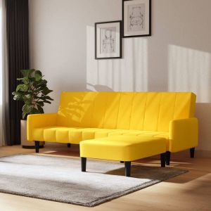 The Living Store Bedbank Geel Fluweel 220x84.5x69 cm Multifunctioneel