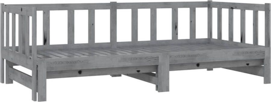 The Living Store Slaapbank uitschuifbaar massief grenenhout grijs 2x(90x200) cm Bedbank Bedbanken Bed Bank Bed Banken Slaapbank Slaapbanken Slaap Bank Slaap Banken Houten Bedbank Houten Bedbanken Houten Slaapbank - Foto 2