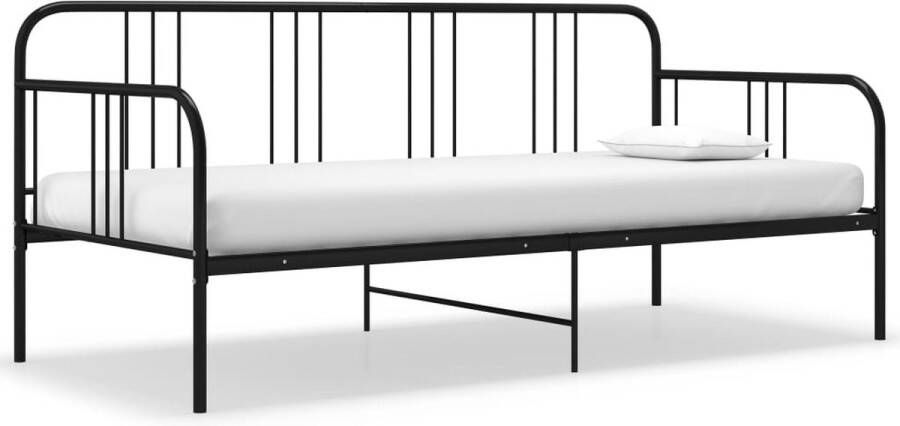 The Living Store Bedbank Logeerbed Zwart 206 x 95 x 88 cm Metalen Constructie