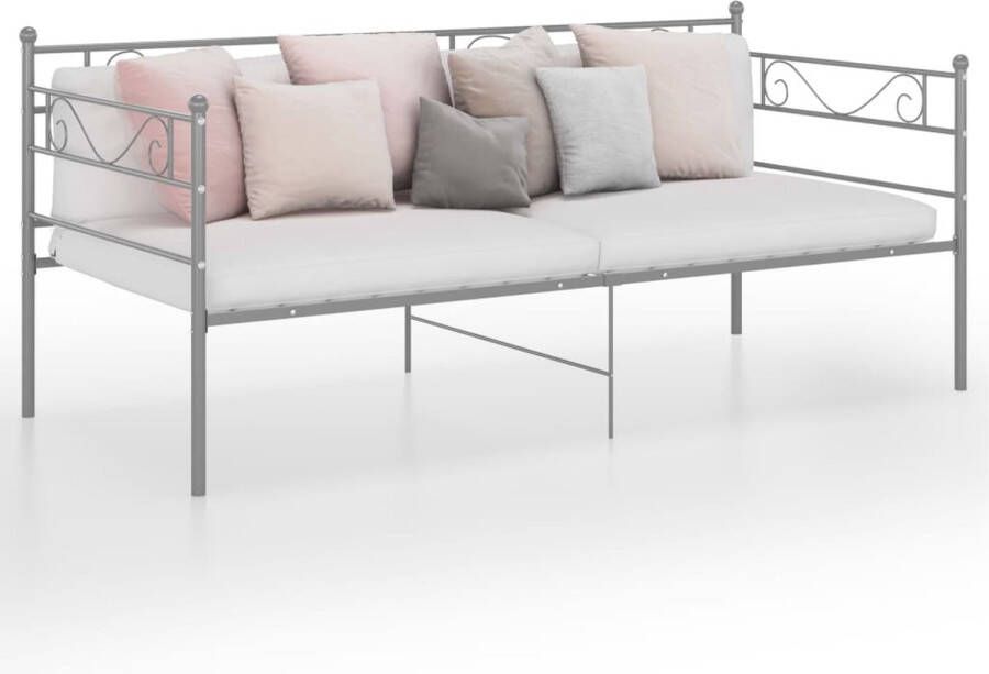 The Living Store Bedbank Lyon Slaapbank Grijs 206.5 x 95 x 89.5 cm Metalen constructie