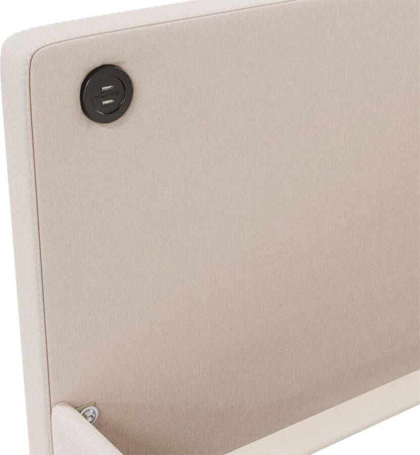 The Living Store Slaapbank met USB stof crèmekleurig 90x200 cm Bedbank Bedbanken Bed Bank Bed Banken Slaapbank Slaapbanken Slaap Bank Slaap Banken Slaapbankframe Slaapbankframes Bedbankframe