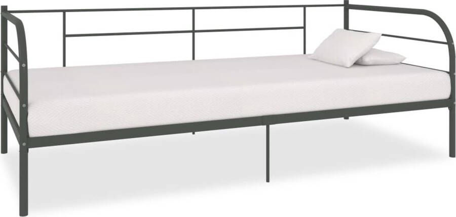 The Living Store Bedbankframe metaal grijs 90x200 cm Slaapbankframe Slaapbankframes Bedbankframe Bedbankframes Dagbedframe Dagbedframes Bedframe Bedframes Frame Frames Bed