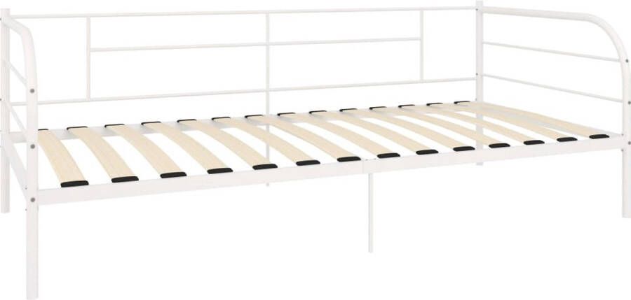 The Living Store Bedbankframe metaal wit 90x200 cm Slaapbankframe Slaapbankframes Bedbankframe Bedbankframes Dagbedframe Dagbedframes Bedframe Bedframes Frame Frames Bed