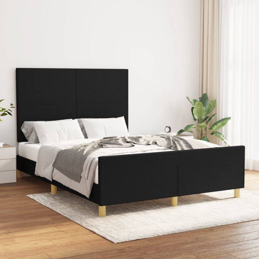 The Living Store Bedframe 193 x 146 x 118 128 cm Duurzaam Verstelbaar Zwart Bedframe Boxspring Hoofdbord Tweepersoonsbed Designbed