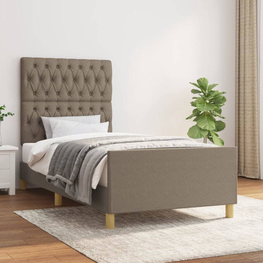 The Living Store Bedframe 193 x 93 x 118 128 cm Taupe