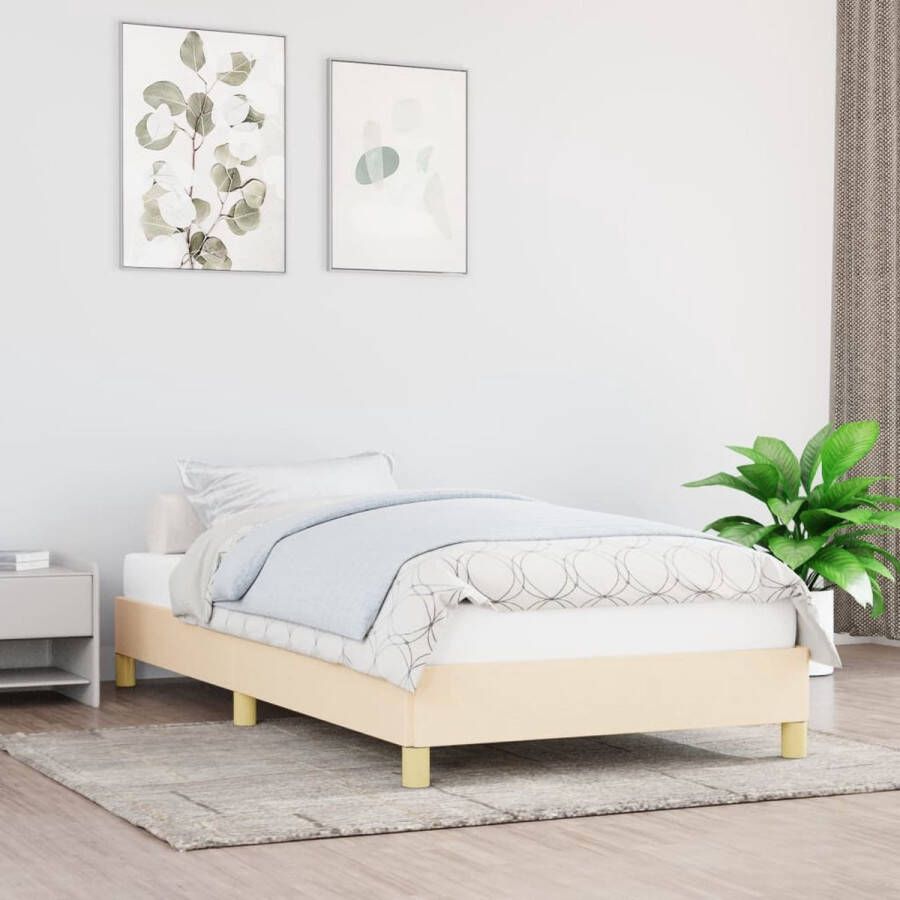 The Living Store Bedframe stof crèmekleurig 90x190 cm Bedframe Bedframes Slaapmeubel Bedbodem Ledikant Eenpersoonsbed Slaapmeubels Slaapmeubelen Slaapmeubilair Bedbodems Ledikanten