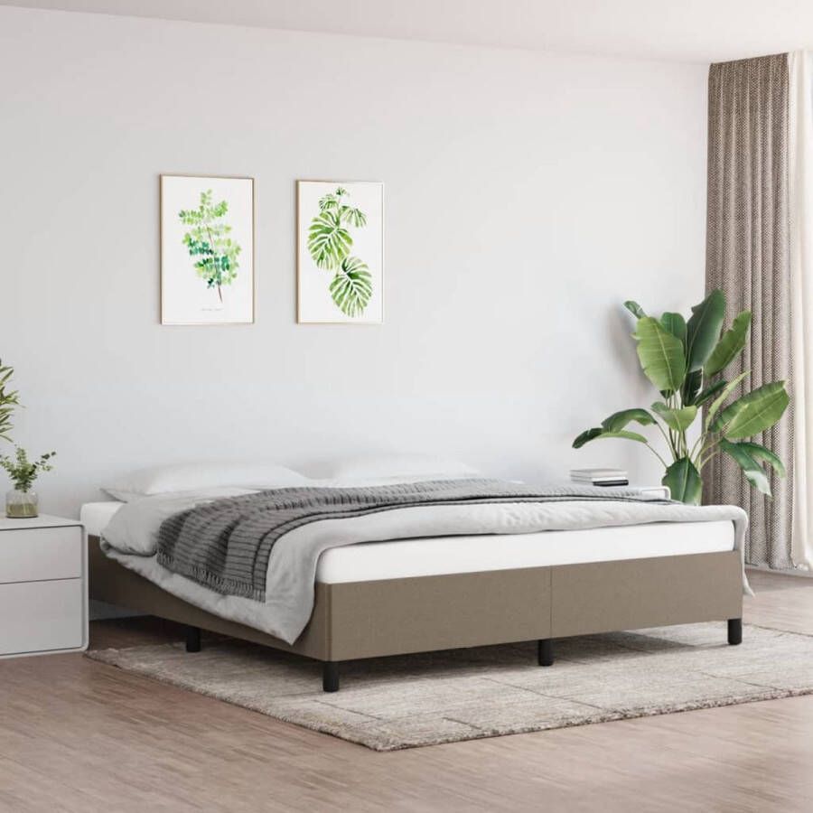 The Living Store Bedframe 203x163x35 cm Taupe Stof Multiplex Ondersteunende poten Multiplex lattenbodem