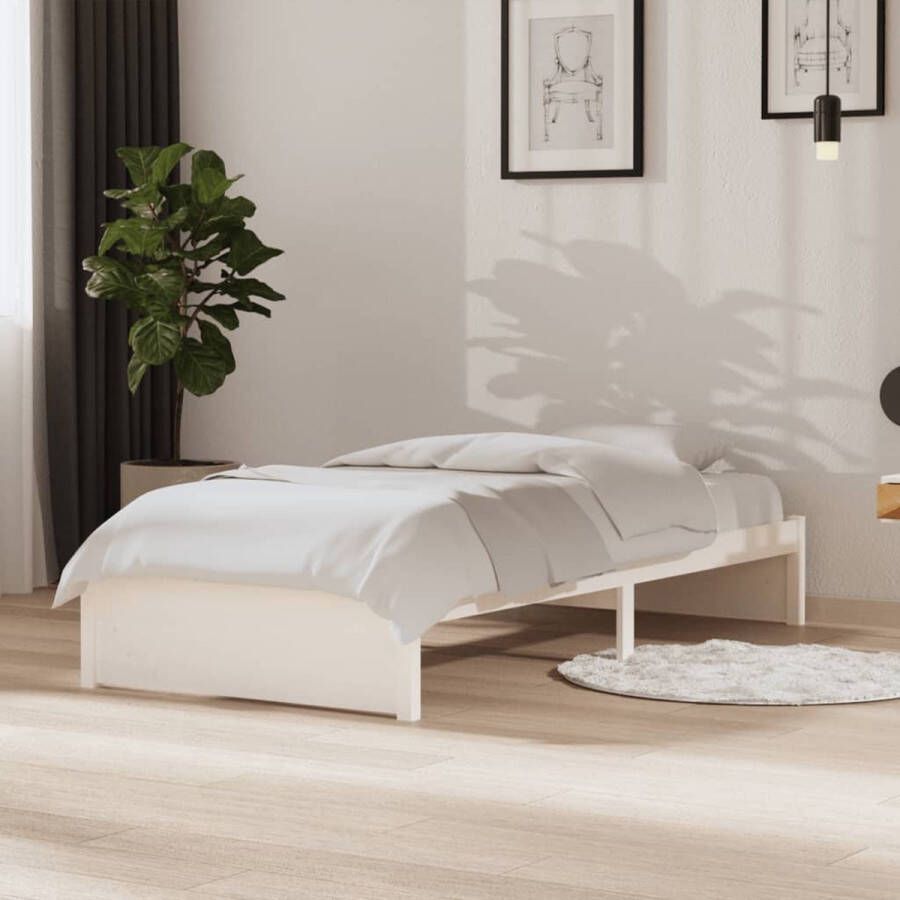 The Living Store Bedframe 90x190 cm massief grenenhout wit Bed