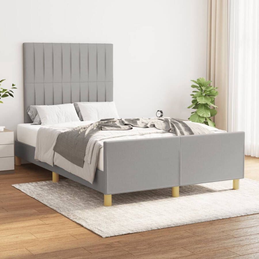 The Living Store Bedframe Bedframes 203 x 126 x 118 128 cm Lichtgrijs Bed Frame Houten Bed Tweepersoons Bed Grijs Bed Stoffen Bed