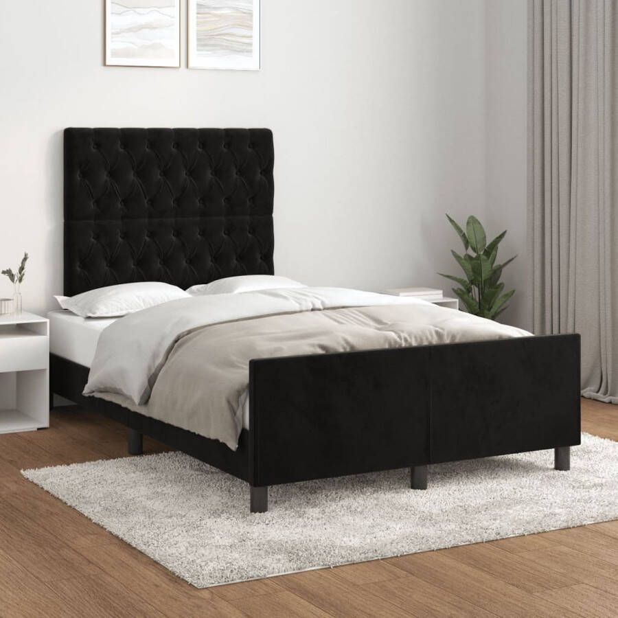 The Living Store Bedframe Bedframes 203 x 126 x 118 128 cm Zwart fluweel Bedframe Boxspring Tweepersoonsbed Designbed Velvet Bed - Foto 2