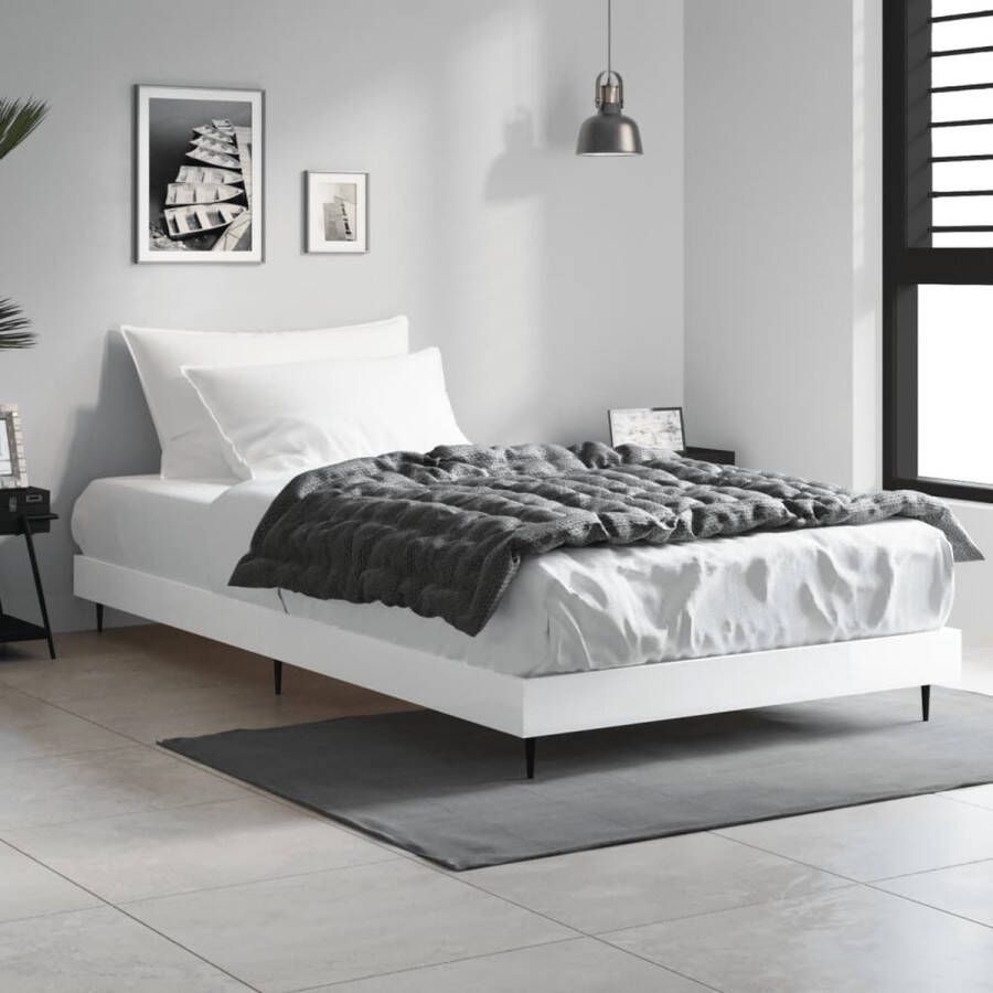The Living Store Bedframe Duurzaam Bed Afmeting- 203 x 103 cm Kleur- Hoogglans wit