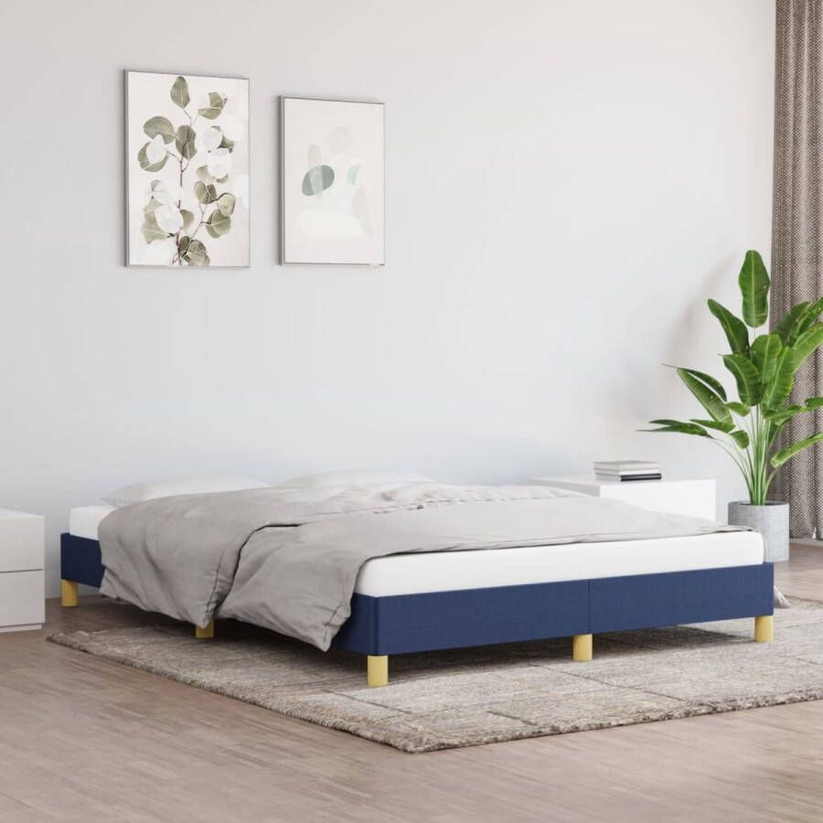 The Living Store Bedframe Blauw 193 x 143 x 25 cm Stof Multiplex