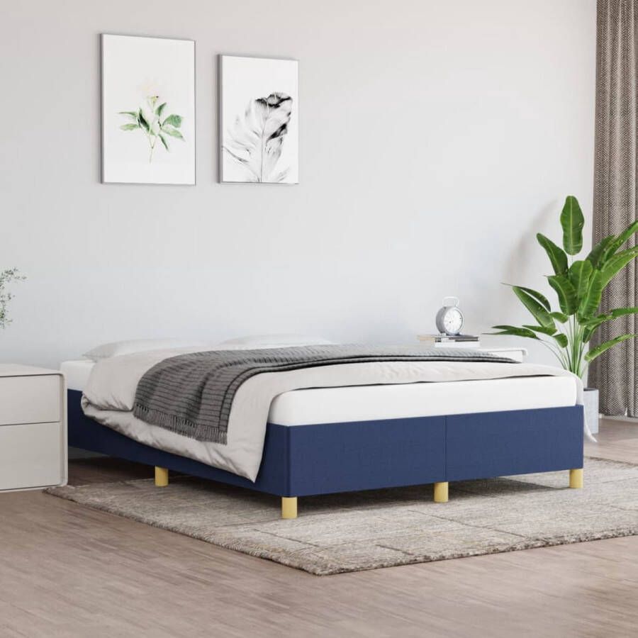 The Living Store Bedframe Blauw 203 x 143 x 35 cm Multiplex lattenbodem