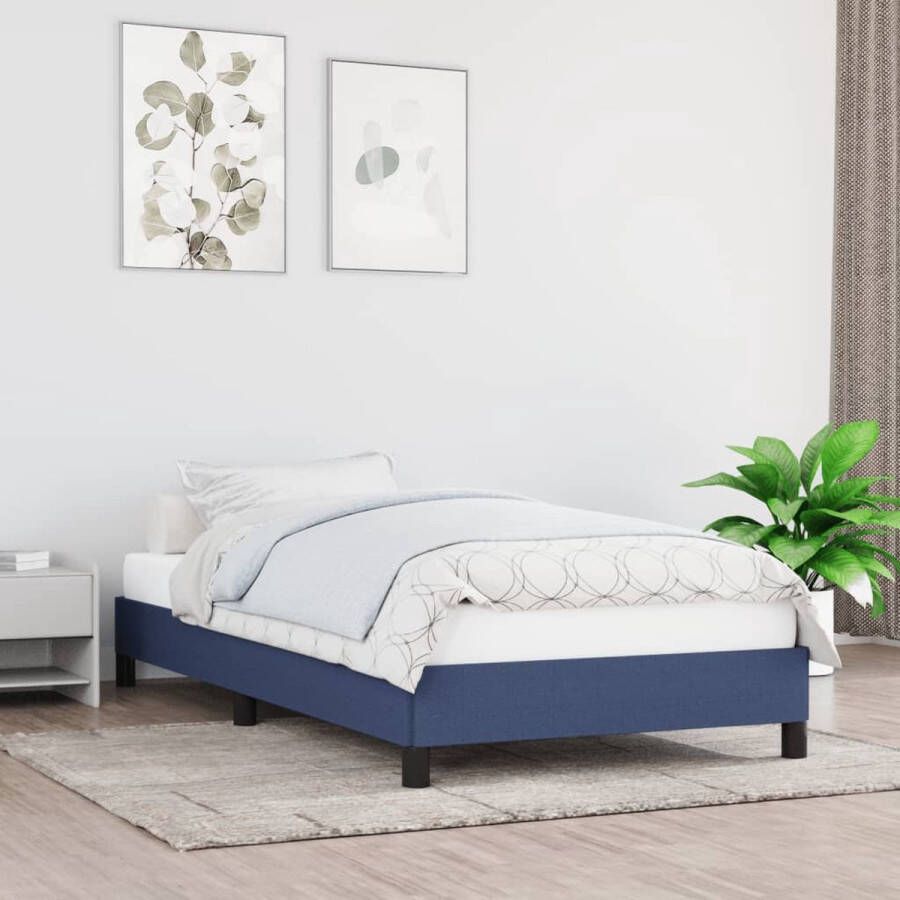 The Living Store Bedframe Blauw 203 x 83 x 25 cm Stof Multiplex Geschikt voor 80 x 200 cm matras