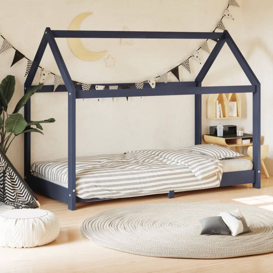 The Living Store Bedframe Boomhut-stijl 166 x 88 x 131.5 cm Grijs Massief grenenhout Kinderbed Houten Bed Boomhut Bed Kids Bed Tweepersoons Bed